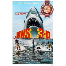 JAWS 3D SHARK MOUTH OUT OF WATER CHASING CLASSIC MOVIE PRINT PREMIUM POSTER