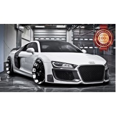 AUDI R8 SUPER CAR SPORTS WHITE BACKGROUND PHOTO WALL PRINT PREMIUM POSTER