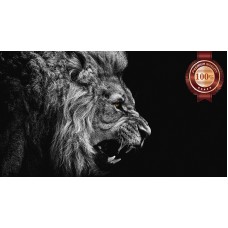 LION ROARING SIDE PROFILE CLOSE WILD BEAUTIFUL ANIMAL PRINT PREMIUM POSTER