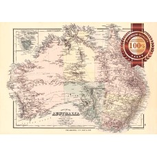 1878 VINTAGE AUSTRALIAN AUS AUSTRALIA MAP RETRO GRAYS PRINT - PREMIUM POSTER