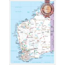 WESTERN AUSTRALIA WA STATE ROADS MAP OF AUS WALL CHART PRINT PREMIUM POSTER
