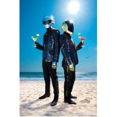 LARGE DAFT PUNK WITH COCKTAILS ON BEACH PHOTO SHOOT ART PRINT PREMIUM POSTER