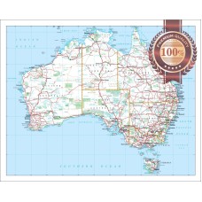 DETAILED MAP OF AUSTRALIAN ROADS AUSTRALIA AUS ATLAS WALL PRINT PREMIUM POSTER