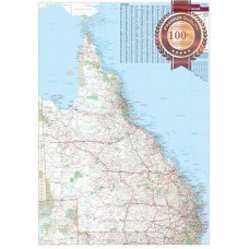 DETAILED QUEENSLAND STATE ROADS QLD MAP OF AUSTRALIA AUS CHART PREMIUM POSTER