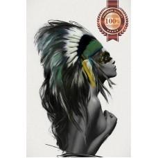 NATIVE AMERICAN HEADDRESS FEMALE ORIGINAL ARTWORK ART PRINT PREMIUM POSTER