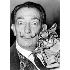 SALVADOR DALI PORTRAIT FACE OCELOT FUNNY PHOTO WALL ART PRINT PREMIUM POSTER