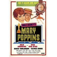 MARY POPPINS 1964 60s ORIGINAL OFFICIAL CINEMA MOVIE FILM PRINT PREMIUM POSTER