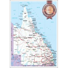 QUEENSLAND STATE ROADS QLD MAP OF AUSTRALIA AUS WALL CHART PRINT PREMIUM POSTER