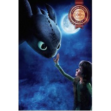 HOW TO TRAIN YOUR DRAGON HICCUP TOOTHLESS MOON WALL ART PRINT PREMIUM POSTER