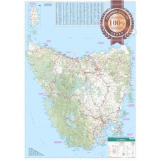 DETAILED TASMANIA STATE ROADS TAS AUSTRALIA MAP OF AUS WALL CHART PREMIUM POSTER