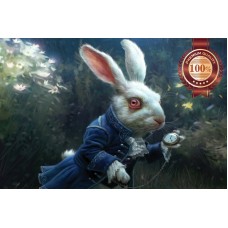WHITE RABBIT ALICE IN WONDERLAND PAINTING WALL ART PRINT - PREMIUM POSTER