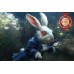 WHITE RABBIT ALICE IN WONDERLAND PAINTING WALL ART PRINT - PREMIUM POSTER