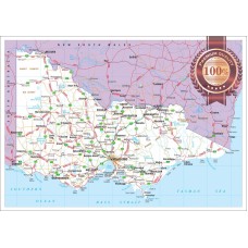 VICTORIA STATE ROADS VIC MAP OF AUSTRALIA AUS WALL CHART PRINT PREMIUM POSTER