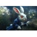 WHITE RABBIT ALICE IN WONDERLAND PAINTING WALL ART PRINT - PREMIUM POSTER