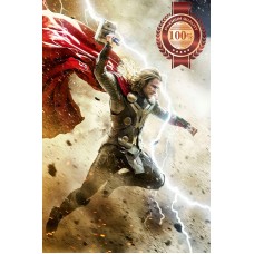 THOR FLYING WITH HAMMER LIGHTNING HOME DECOR ORIGINAL PRINT PREMIUM POSTER